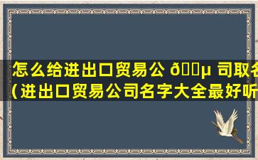 怎么给进出口贸易公 🌵 司取名（进出口贸易公司名字大全最好听的）